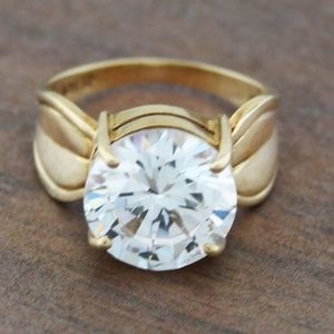 Moissanite Ring 10k Yellow Gold  7 3/4